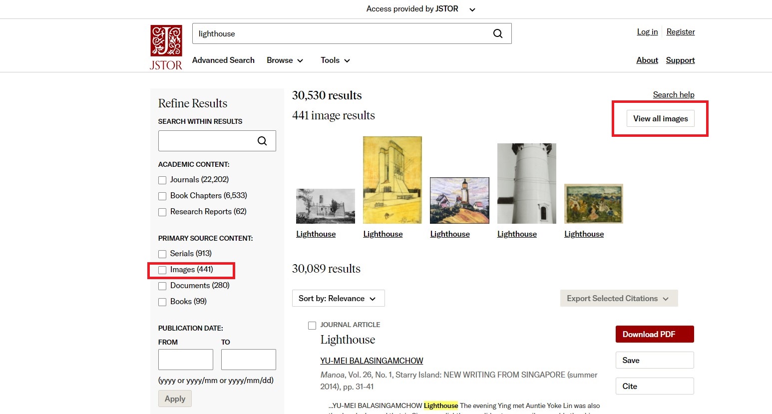 Images In Search Results Jstor Support