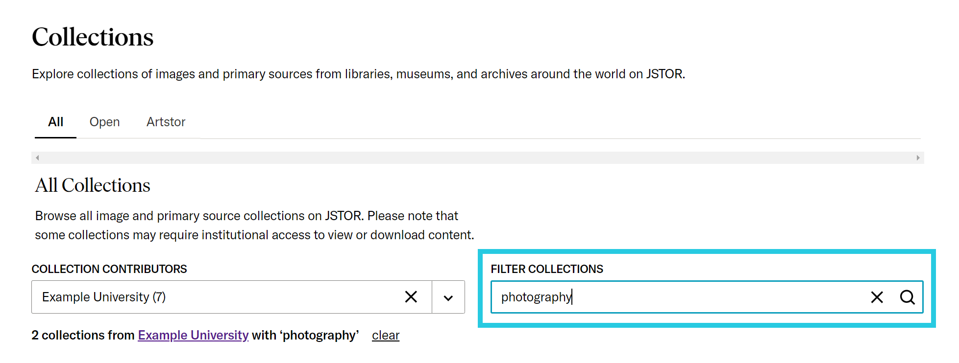 Searching: Browse Collections – JSTOR Support