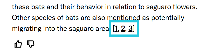 Linked inline citations in a response