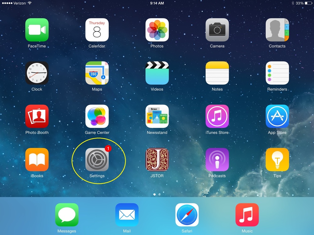 iphone screen with settings icon.