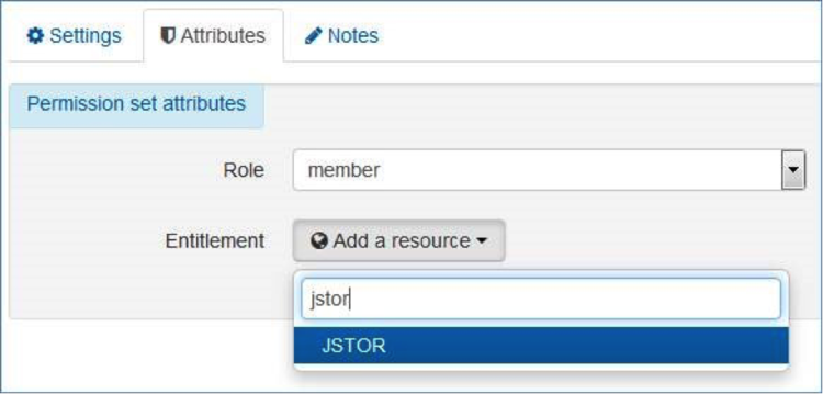 Attributes tab with JSTOR entered