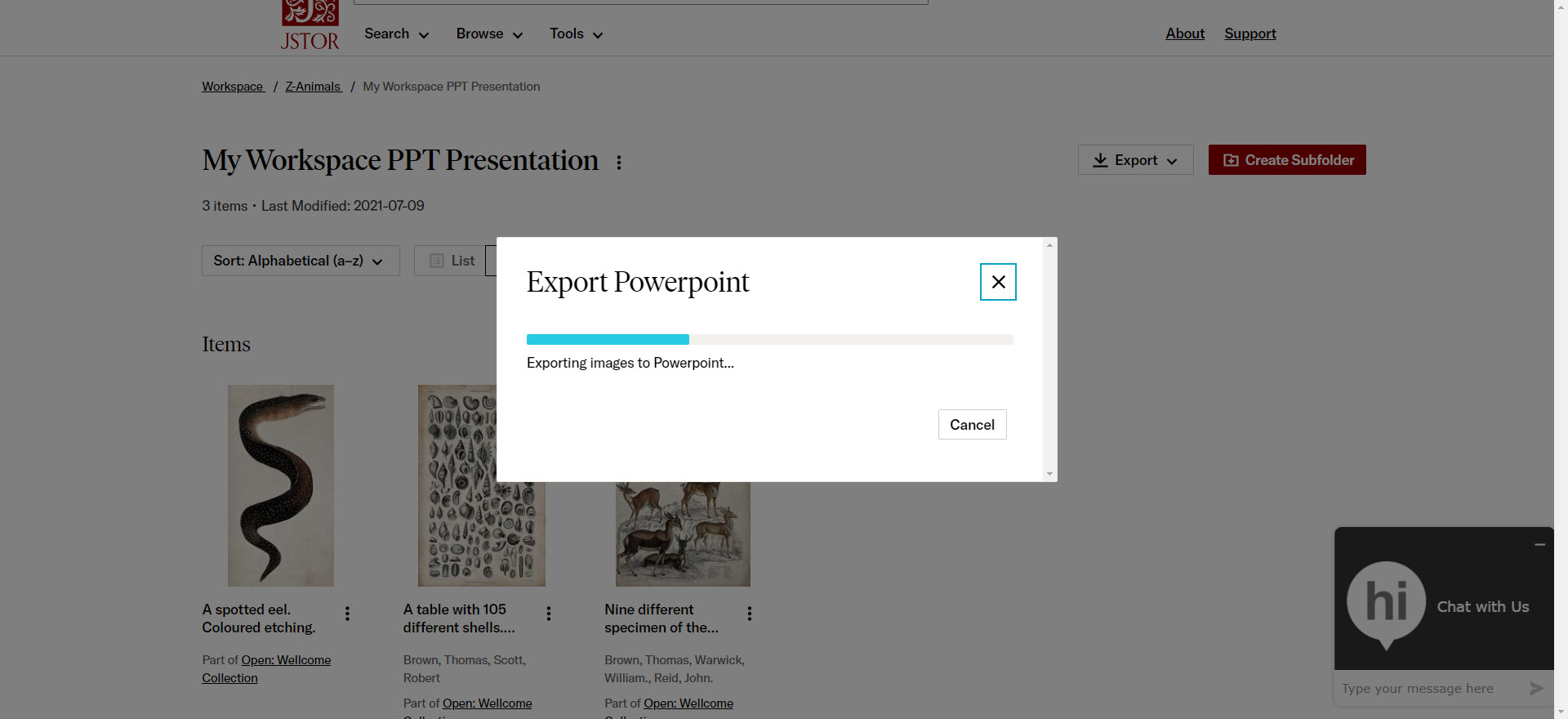 Example of Worskpace Powerpoint folder exporting